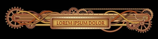 Mekanik afiş pirinç dişliler, püskürtme uçlarını ve perçin siyah Steampunk zemin süslenmiş.