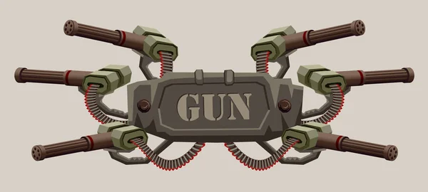 Mechanical Military Banner Space Text Decorated Mashine Guns Machine Gun — Stock Vector
