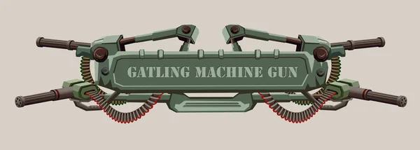 Mekanik askeri afiş makinesi tüfek ve makinalı tüfek kemerleri ile dekore edilmiş metin için yer ile.