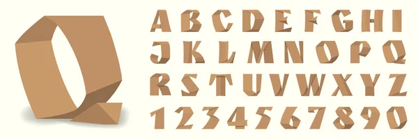 Lettres et chiffres en papier de l'alphabet . — Image vectorielle