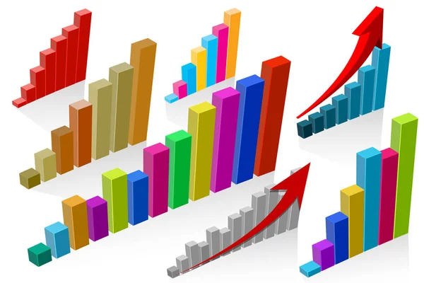 Nastavte sloupce grafů. Úspěch, achievment, motivace obchodního symbolu. — Stockový vektor