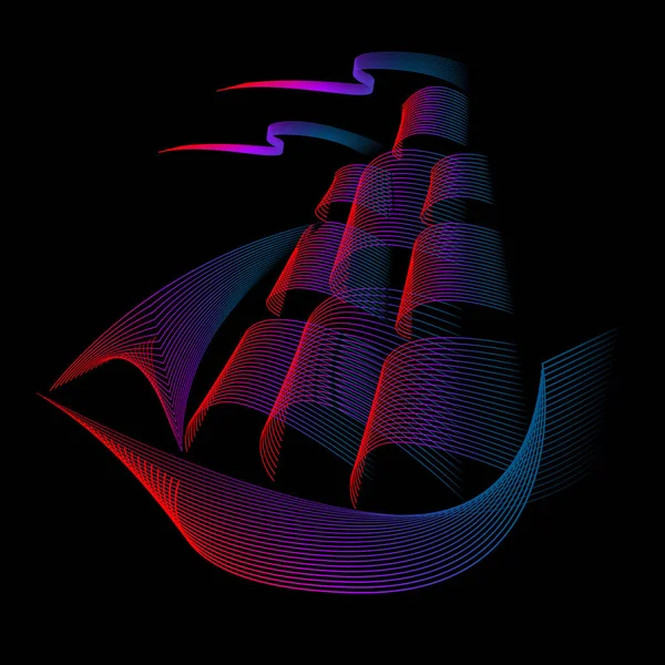 Sailing boat . Vector logo template and badge on dark background. — Stock Vector