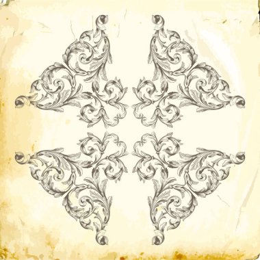 Tasarım için vintage elementlerin vektör barok 'u. 