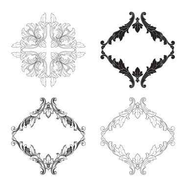 Tasarım için vintage elementlerin vektör barok 'u. 