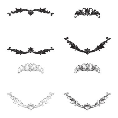 Tasarım için vintage elementlerin vektör barok 'u. 