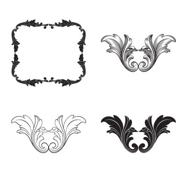 Tasarım için vintage elementlerin vektör barok 'u. 