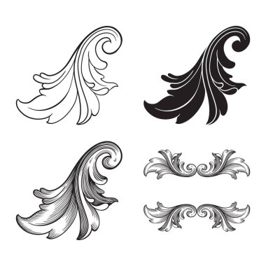 Tasarım için vintage elementlerin vektör barok 'u. 