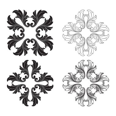 Tasarım için vintage elementlerin vektör barok 'u. 