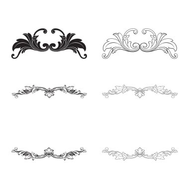 Tasarım için vintage elementlerin vektör barok 'u. 