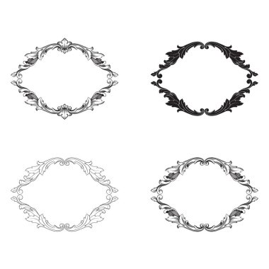 Tasarım için vintage elementlerin vektör barok 'u. 