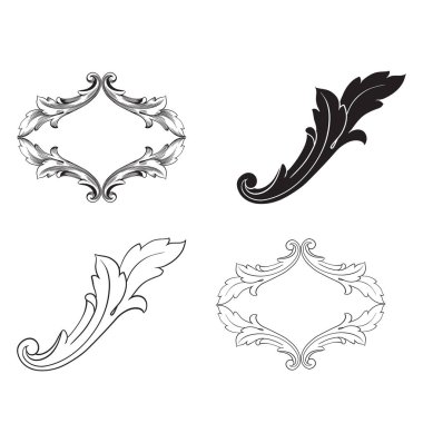 Tasarım için vintage elementlerin vektör barok 'u. 