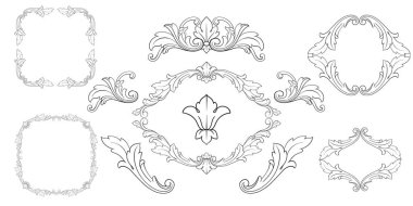 Tasarım için vintage elementlerin vektör barok 'u. 