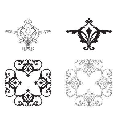 Tasarım için vintage elementlerin vektör barok 'u. 