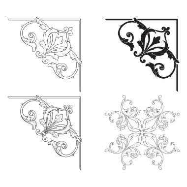 Tasarım için vintage elementlerin vektör barok 'u. 