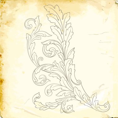 Tasarım için vintage elementlerin vektör barok 'u. 