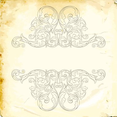 Tasarım için vintage elementlerin vektör barok 'u. 