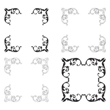 Tasarım için vintage elementlerin vektör barok 'u. 