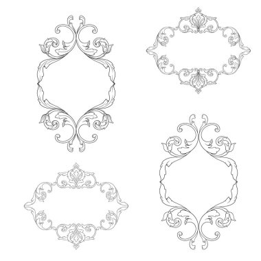 Tasarım için vintage elementlerin vektör barok 'u. 