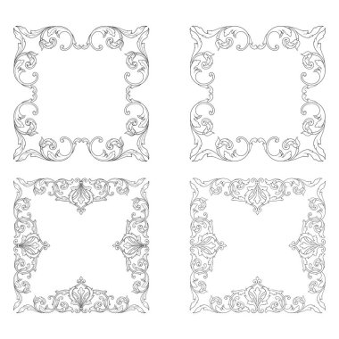 Tasarım için vintage elementlerin vektör barok 'u. 