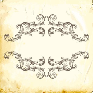 Tasarım için vintage elementlerin vektör barok 'u. 