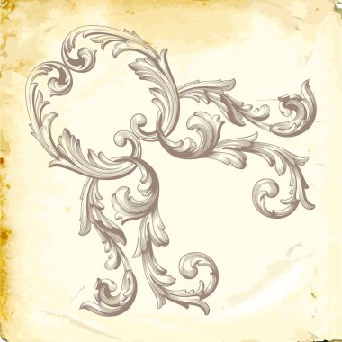 Tasarım için vintage elementlerin vektör barok 'u. 