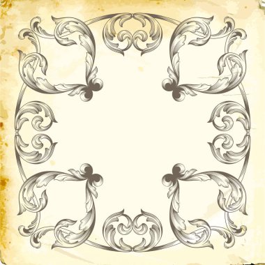 Tasarım için vintage elementlerin vektör barok 'u. 