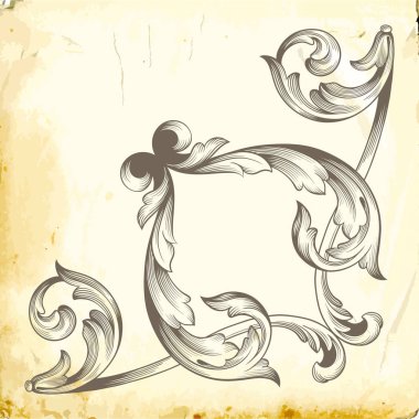 Tasarım için vintage elementlerin vektör barok 'u. 