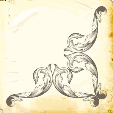 Tasarım için vintage elementlerin vektör barok 'u. 