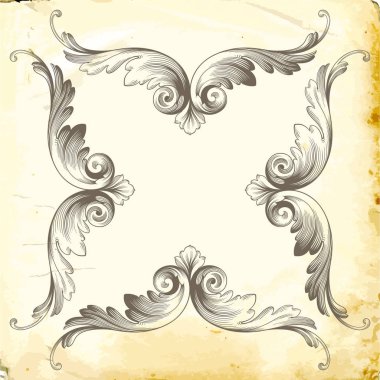 Tasarım için vintage elementlerin vektör barok 'u. 