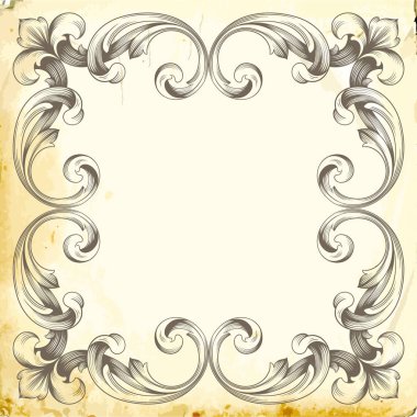 Tasarım için vintage elementlerin vektör barok 'u. 