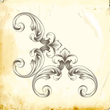 Tasarım için vintage elementlerin vektör barok 'u. 