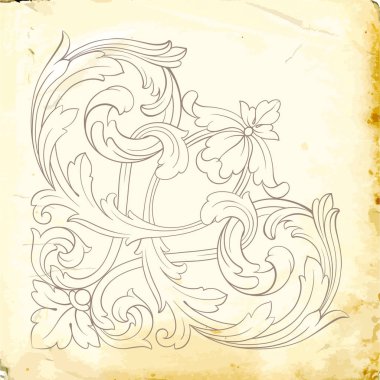 Tasarım için vintage elementlerin vektör barok 'u. 