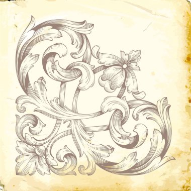 Tasarım için vintage elementlerin vektör barok 'u. 
