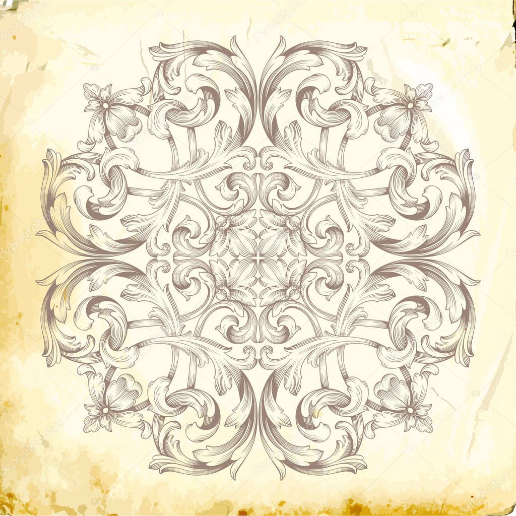 Vector baroque of vintage elements for design. 