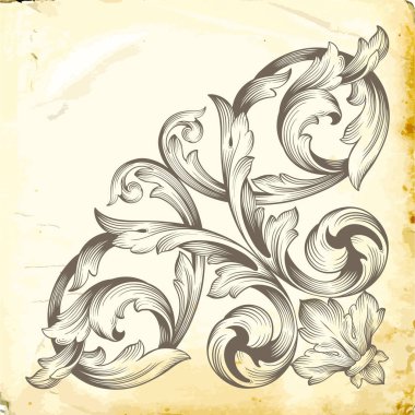Tasarım için vintage elementlerin vektör barok 'u. 