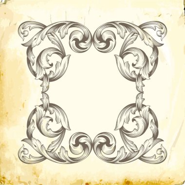 Tasarım için vintage elementlerin vektör barok 'u. 