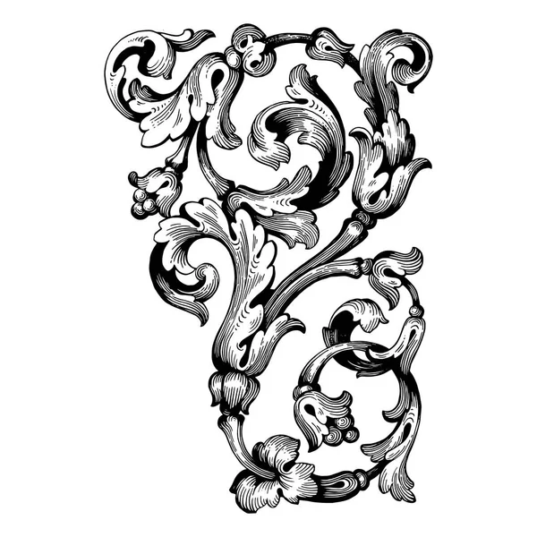 Element Dekoracji Retro Barokowych Kwitnącą Ozdobą Kaligraficzną Kolekcja Stylów Vintage — Wektor stockowy