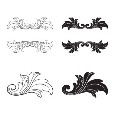 Vintage öğeleri kümesi Barok vektör