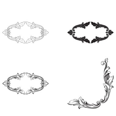 Vintage öğeleri kümesi Barok vektör