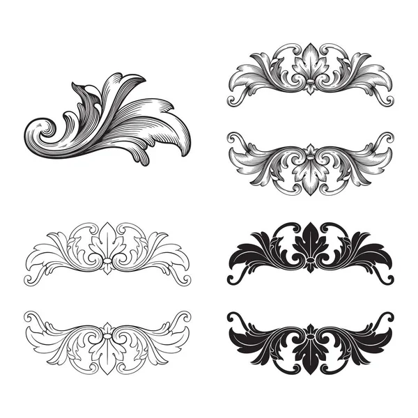 Set vectorial barroco de elementos vintage — Vector de stock