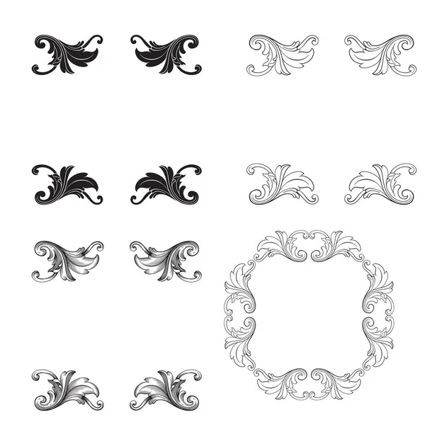 Ensemble classique baroque vectoriel d'éléments vintage pour le design . — Image vectorielle