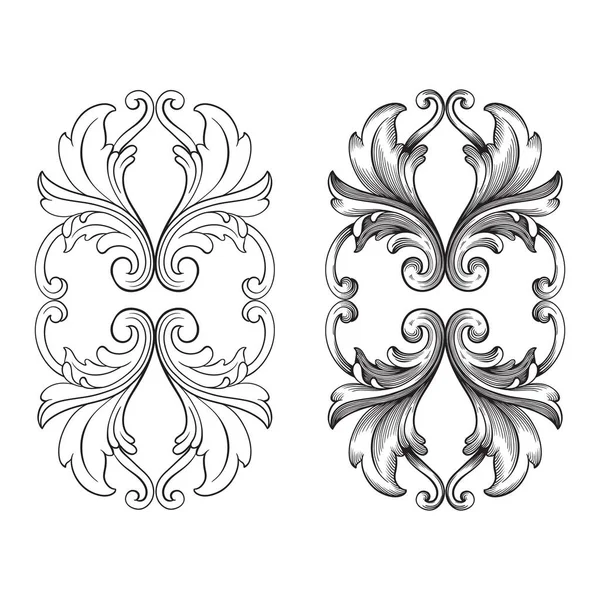 Ensemble classique baroque vectoriel d'éléments vintage pour le design . — Image vectorielle