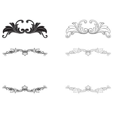 Klasik barok vektör tasarımı için vintage öğeleri ayarla.