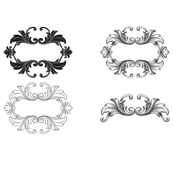 Ensemble classique baroque vectoriel d'éléments vintage pour le design . — Image vectorielle