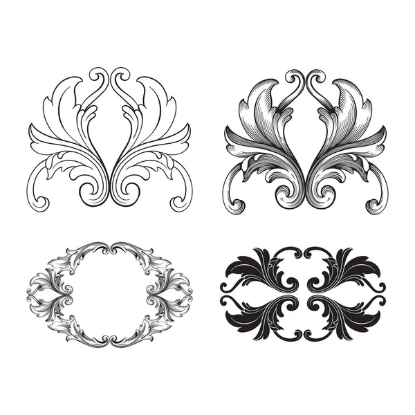 Conjunto de vetores barrocos clássicos de elementos vintage para design . — Vetor de Stock