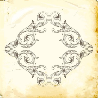 Tasarım için vintage elementlerin vektör barok 'u. 