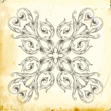 Tasarım için vintage elementlerin vektör barok 'u. 