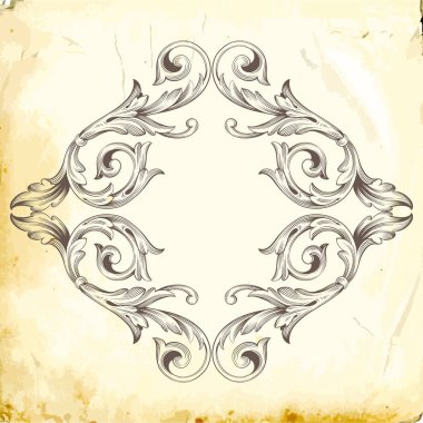 Tasarım için vintage elementlerin vektör barok 'u. 