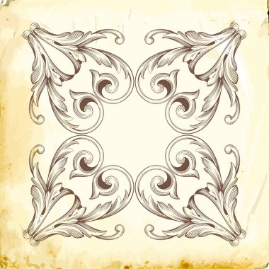 Tasarım için vintage elementlerin vektör barok 'u. 