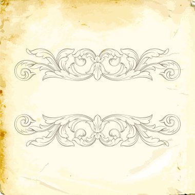 Tasarım için vintage elementlerin vektör barok 'u. 